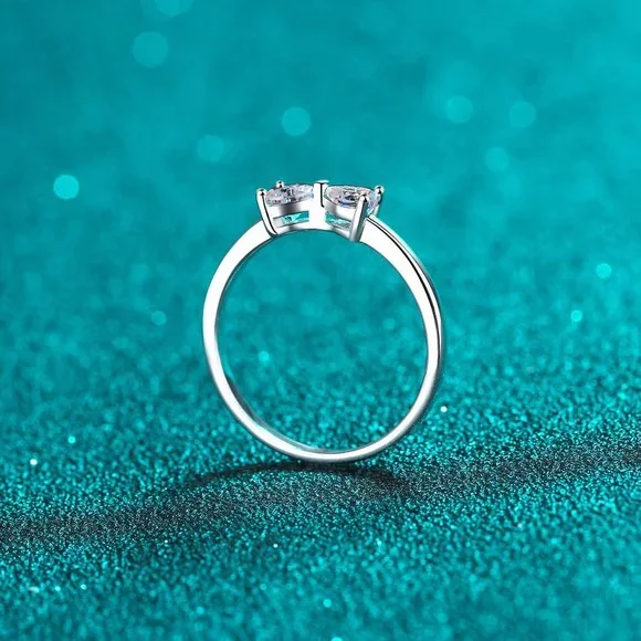 Certified .8 ct. t.w. Moissanite Diamond Heart Bow Ring NEW - Picture 5 of 8